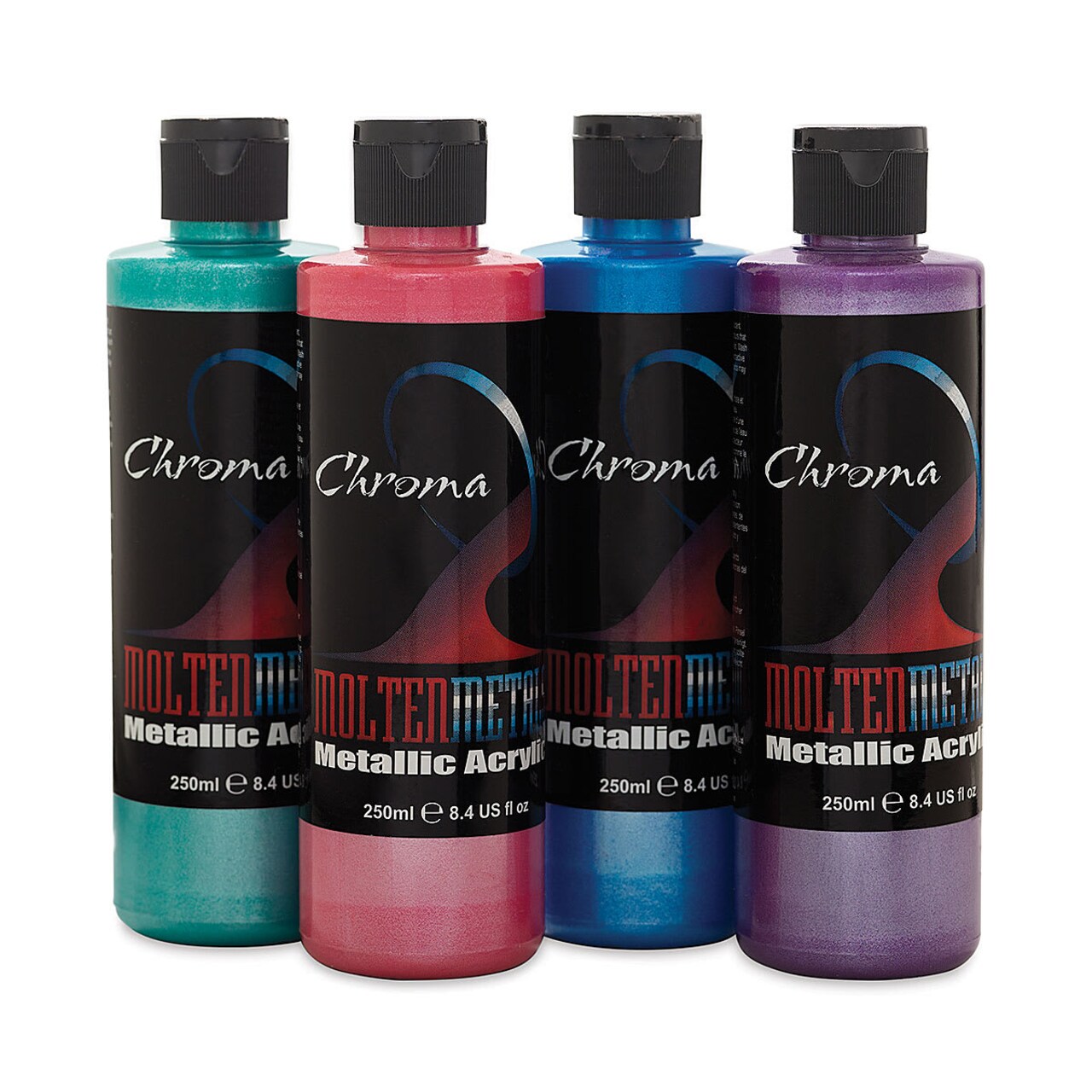 Chroma Molten Metals Metallic Acrylic - Set of 4, Bright Colors